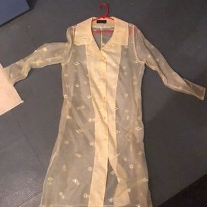 Vintage Jane Hamill sheer yellow tapered jacket with mirrors